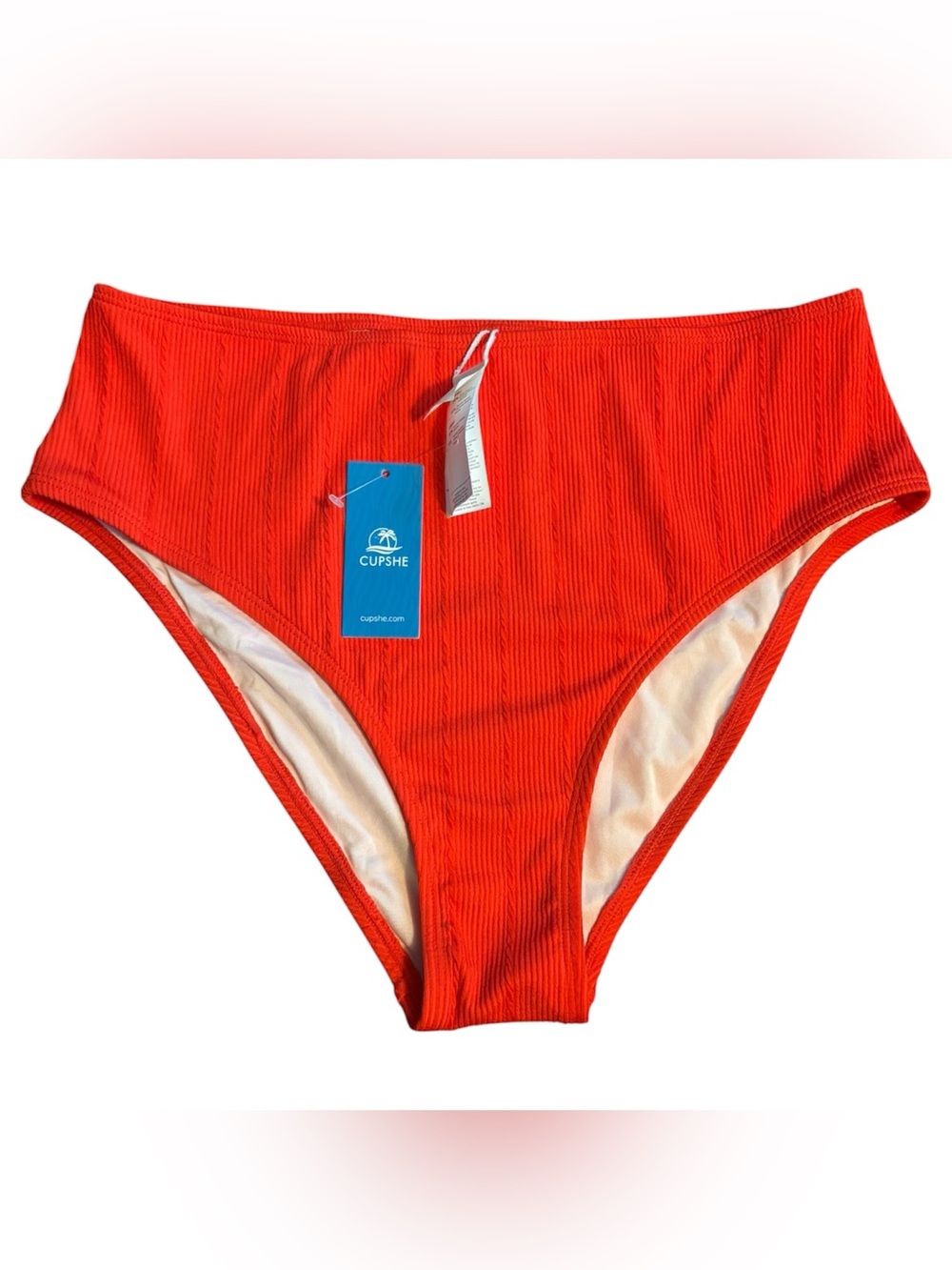 Cupshe Ribbed High-Cut Bikini Bottoms Red Women’s Swimwear NWT